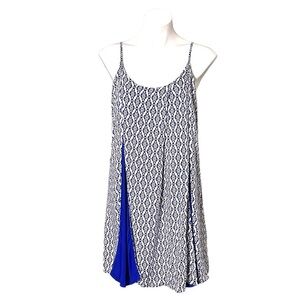 Sugar Lips Geometric Print Dress Size Medium Royal Blue/White